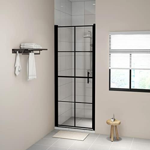 Camerina Duschtür Hartglas 81x195 cm Schwarz Begehbare Dusche Schwarz Duschwand FüR Dusche