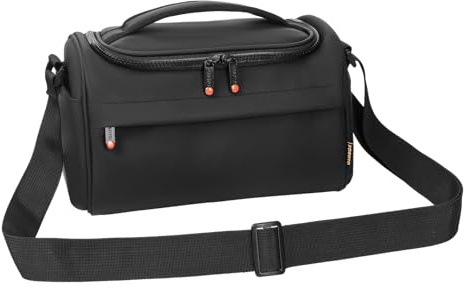FOSOTO Camera Bag, Waterproof Shockproof Camera Case, Large Capacity Camera Bag for DSLR and Lenses, PU Leather Compatible with Canon EOS 2000d 4000D, Nikon Z50 D3200 D5200 Sony a7 | PU Leather Large Compact Camera Bag Compatible with Canon EOS 2000d 4000D / Nikon Z50 D3200 D5200/ Sony a7 a6000