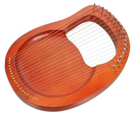 Portable Holzleierharfe 19 Saiten 1 Satz Braun für Kinder | Holzkorpus, 2 Plektren und Ersatzsaiten im Lieferumfang, Kleines Instrument für Entspannte Klänge