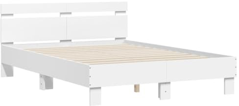 vidaXL Estructura Cama con cabecero Madera ingeniería Blanco 135x190cm