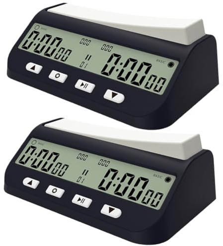 AZURAOKEY 2 timer digitale di scacchi con ritardo bonus di base e tempo positivo. Orologio portatile 3 in 1 con bonus di tempo e ritardo, ideale per Chess I-Go modello aggiornato