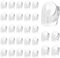 30Pcs Self Adhesive Sticky Hooks, Clear Plastic Stick on Hooks Heavy Duty for Hanging, Bathroom Kitchen Door Wall Shower Hook Stick on (Nano No Trace Adhesive)