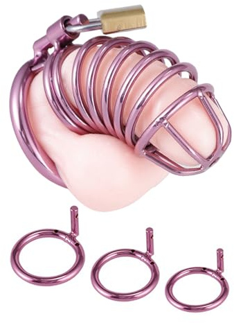 GeRRiT Edelstahl Keuschheitsgürtel Peniskäfig Atmungsaktiv Metall Chastity Cage mit Cockringe Herren Extrem Cock Cage SM Bondage Fetisch Keuschheit Penis Käfig Sex Spielzeug für Männe(45mm)