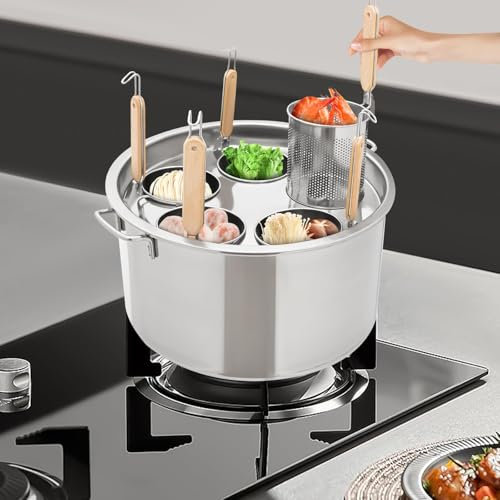 WXFKLDJ Nudelkocher-Einsatzset Mit 5 Löchern, Siebkorb-Einsatz, Kochgeschirr Mit 5-Loch-Nudeltopfständer, Nudeltopf Aus Edelstahl Mit Deckel Zum Kochen Von Nudelknödelsuppe in Der Küche Zu Hause