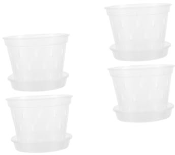 BCOATH 4juegos Transparentes De Plástico con Drenaje y Platillo para De De Transpirables para De Interior y Exterior