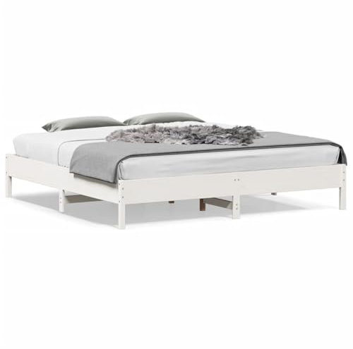 Buzaza Massivholzbett ohne Matratze Weiß 180x200 cm Holz Bett Massivholzbett Bed Frame Bettgestell Bett Holz Kiefernholz