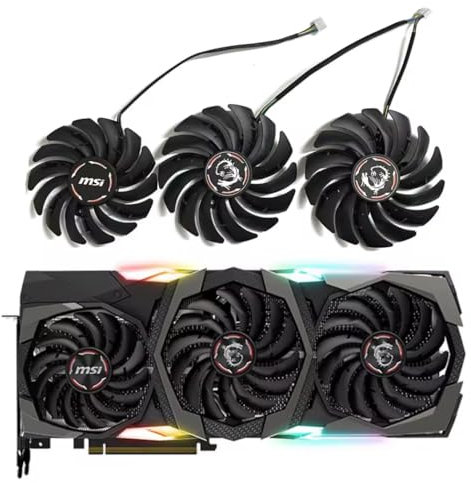 MSI RTX 2070 2080 2080 Ti SUPER GAMING X TRIO Series GPU Replacement Fan for MSI Graphics Cards, Air Cooling, 12V, 4-Pin Graphics Card Cooler, VGA Card Replacement GPU Fan (Full Set)