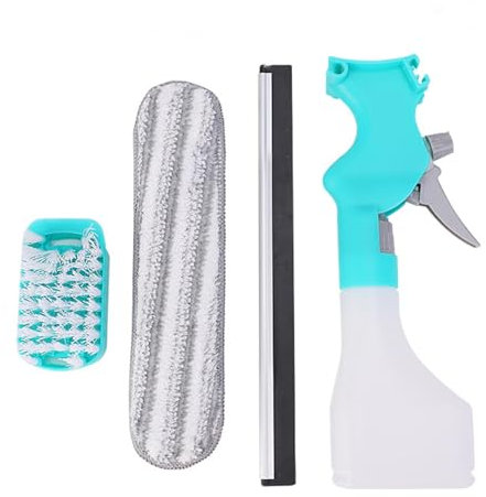 MYLERCT Amovible Kit Nettoyage Vitre, 4-en-1 Nettoyeurs de Vitres, Raclette Vitre Professionnel, avec Chiffon, Flacon Pulvérisateur et Brosse pour Nettoyer Les Miroirs, Vitres, Vitres de Voiture