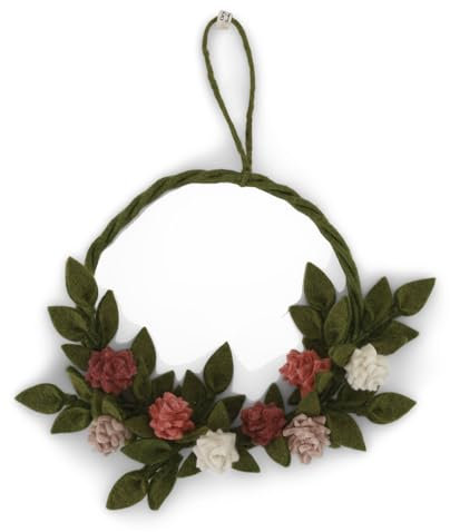 Gry & Sif Corona in feltro, corona con carciofo, corona per porta, decorazione da parete, decorazione in feltro, fatta a mano, commercio equo e solidale