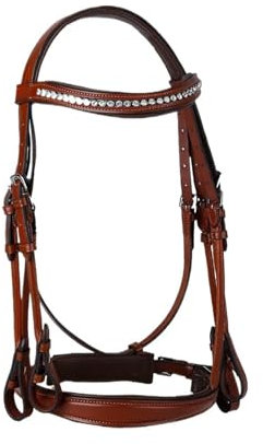 LYFDPN Pferdezügel Zaumzeug und Zügel Dressurwettbewerb Reitpferdezaumzeug mit Lederzügeln (Brown L)