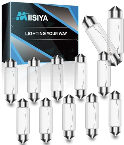Miisiya Xenon Festoon Light Bulb 12v 10W Festoon Bulb Under Cabinet Light Bulbs T3 42mm Festoon UnderCabinet Bulb 2700K 12 PCS