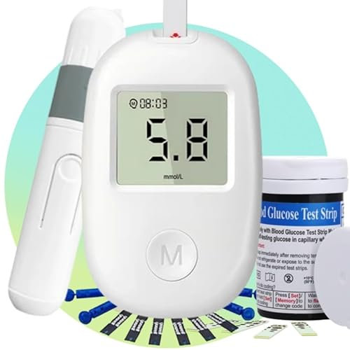 PHARMALUXE Medidor de Glucosa en Sangre con 50 Tiras Reactivas, Glucómetro y Sensor para Brazo