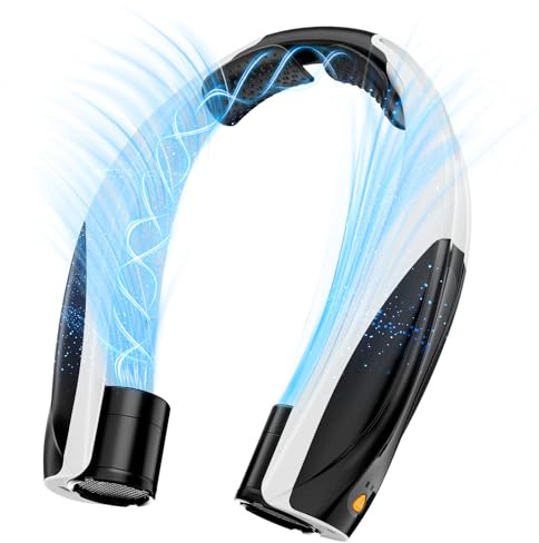 JIJ Neck Fan – Portable Neck Fan Rechargeable with 6 Adjustable Speeds, Neck Cooler with 360° Surround Breeze, Upgraded Long-lasting Wearable Fan for Hot Weather, Travel, Outdoor, Camping, Men & Women