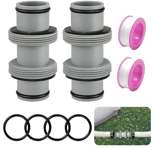 hicoosee Adaptador Manguera Piscina 38mm, 2 Piezas Conector Recto de Manguera Ø 38mm, Conectores para Bomba de Filtro de Arena Compatible con Intex Bestway Coleman