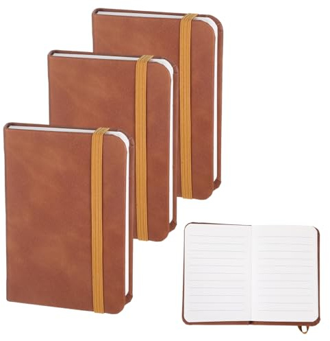 3 Stück Mini Notizbuch A7 Notizblock Kleines Notizbuch Kleine Notizbücher Notizheft Notitzbuch Pocket Small Notebook Notepad Taschennotizbuch Pocketbook Notizblöcke aus Leder Für Arbeit Braune