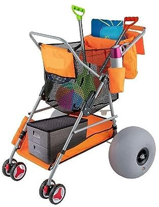 Carro de carro plegable naranja/azul, portátil, for acampar al aire libre, playa, mango ajustable multifunción for Picnic, carro de barbacoa Herramientas eléctricas, de jardín y manuales(Blauw)