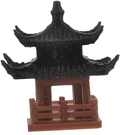 ibasenice Mini Statua Padiglione Cinese Piccolo Bonsai Micro Decorazione Paesaggio Padiglione Acquario Finto