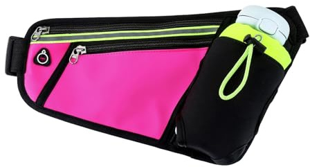 Guyode Bauchtasche mit Flaschenhalter, Laufgürtel, Running Belt, Trinkgürtel Laufen, mit Reißverschlusstaschen auf Reisen Joggen Wandern Hundespaziergänge Klettern (Flaschen Nicht Inklusive) Rot