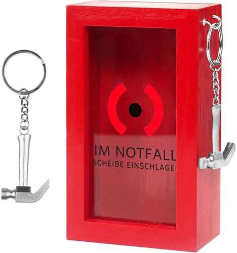 Lustige Notfallbox mit Hammer, Geschenk für Geld & Süßes, Geburtstag | Feuerwehr Geschenke, Deko Holzkiste, Lustige Geschenke für Freunde, Kollegen, robust