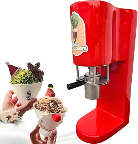 YANDDEA Gelatiera e Macchina per Gelato Soft, pressa per Gelato Commerciale da 7,4-7,9 Gal/Ora, Macchina per Gelato con 4 stampi, Macchina per Gelato con Pasta Red
