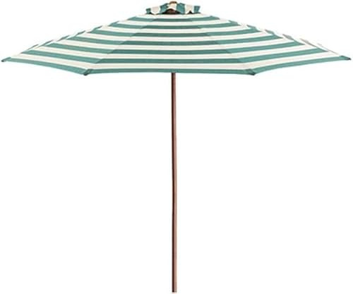 9 Ft Yellow Striped Patio Umbrella - Outdoor Market Table Umbrella with Solid Wooden Pole, Garden Parasol for Balcony, Sun Shade for Patio & Deck, UV Protection