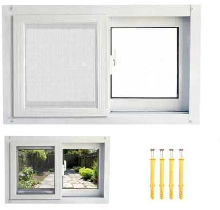 Basement Window,Home Windows Replacment Bathroom Window,Horizontal Sliding Windows,Ventanas para Casa Exterior,White Aluminum Frame Sliding Windows with Screen （15.75 x 23.62 in）