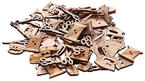 Asyduey 100Pcs Forbici Per Macchine Da Cucire A Forma Di Bottoni In Legno Pulsante Per Cucire Per I Bambini Vestiti Decorativi Scrapbooking Pulsante Accessorio