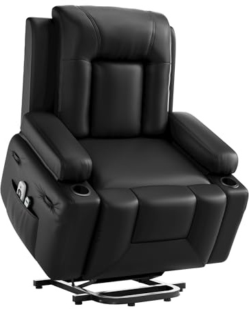 Garvee Fauteuil Releveur électrique, Chauffage Et Massage, Fauteuil Releveur électrique En Cuir PU Pour Personnes âgées Et à Mobilité Réduite, Dossier Et Jambes Réglables