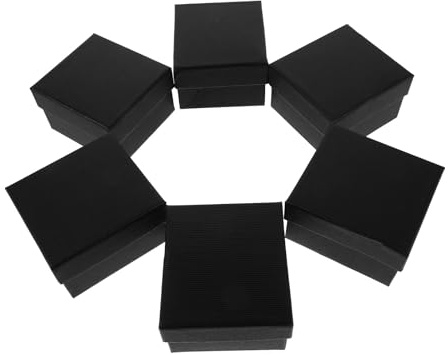 Lurrose Scatola Porta Orologio Singolo in Cartone Nero Set da 6 con Cuscino Imbottito, Compatta e Portatile per Viaggio o Uso Professionale Elegante