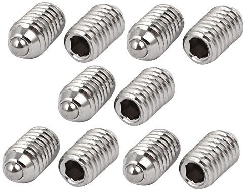 sourcing map 10stk M6x10mm 304Edelstahl Sechskant Madenschraube Set | Schraube Feder Kugel