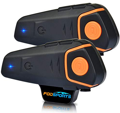 Fodsports BT-S2 Motorrad Headsets Bluetooth Motorradhelm Intercom Wasserdicht Gegensprechanlage Wireless Sprechanlage Helm Headset mit 1000m, GPS, FM Radio, MP3 Player (2 Packung hartes Kabel)