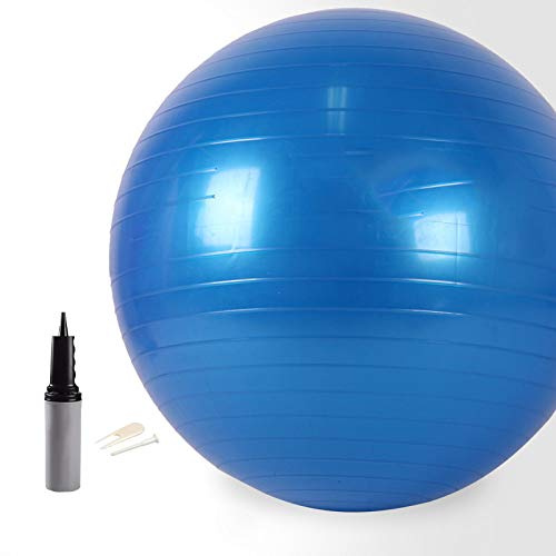 Gymnastikball Pilates, Yogaball 65CM Anti-Burst Gymnastikball Mit Fußpumpe, Swiss Ball - Für Yoga, Pilates, Schwangerschaft/Fitness,Darkblue