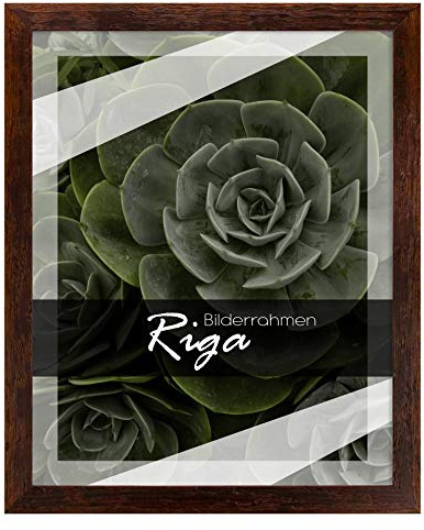 Holz Bilderrahmen Riga 40x50 cm in Dunkelbraun Verwittert Vintage Landhaus-Stil mit Antireflex-Kunstglasscheibe