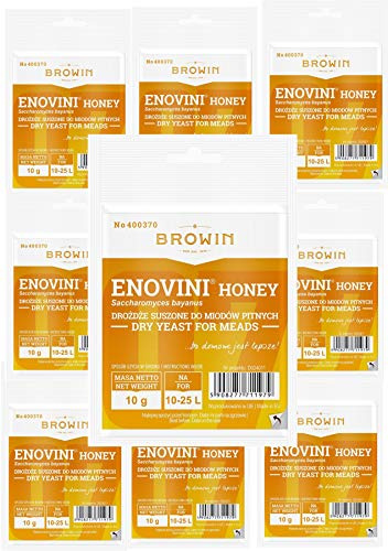 Enovini HONEY Weinhefe 10g – Spezial-Hefemischung für Met & Honigwein – Hohe Alkoholtoleranz bis 16% – Für 10-25L – HONIG HEFE Met, Honigweine, Methefe, Metwein (10 Stück)