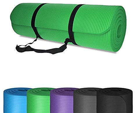 Yogamatte Gymnastikmatte Fitnessmatte | rutschfest, gelenkschonend | NBR Schaumstoff 185 x 61 x 1,5 cm mit Tragegurt (Grün)