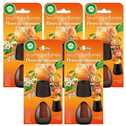 Air Wick – Lote de 5 recambios ambientador de aceites esenciales, niebla perfumada, flor de limón y mandarina, 20 ml