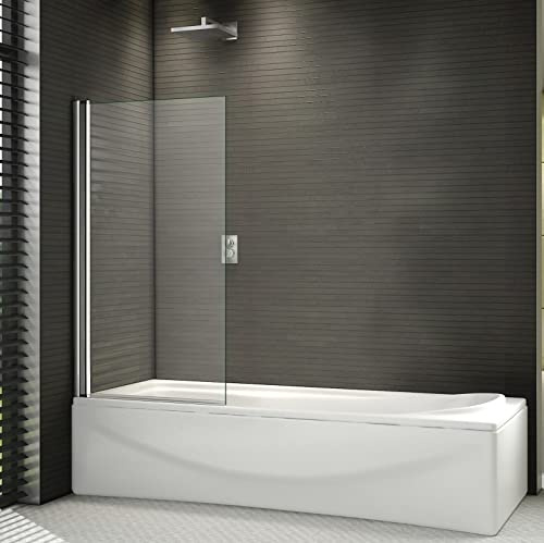 Acezanble 800x1400mm Frameless 180 Degree Pivot Shower Bath Screen 6mm Glass Panel