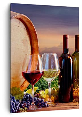 ARTTOR Bilder auf Leinwand 50x70 cm Wandbild Küche - 4125 | Wein Weinberg Sommer Vertikal Klein Wanddekoration Wohnzimmer Schlafzimmer Wandkunst Wanddeko Wand Kunstdruck Küche ARTTOR