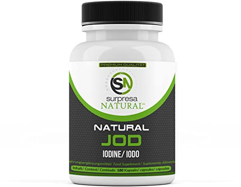Surpresa Natural® - Natürliches Jod hochdosiert aus Kelp Extrakt in Kapseln | aus der Braunalge | 180 Jod Tabletten hochdosiert für 6 Monate Vorrat | salzfrei, laborgeprüft & vegan | Made in Germany