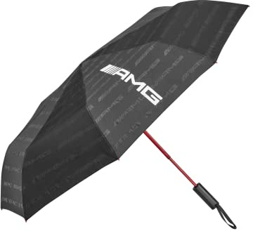Benz AMG Original Aluminium Taschenschirm Schwarz/Rot Durchmesser 90cm mit Etui und Automatik Öffnung