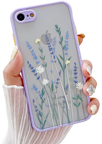 ZTUOK Kompatibel mit iPhone 7/8/SE 2022/SE 2020 Hülle, Blumenmuster Schlankes Design, schützende Harte PC-Rückseite mit weicher stoßfester TPU-Bumper Handyhülle für iPhone 7/8/SE 2/SE 3 (Helles Lila)
