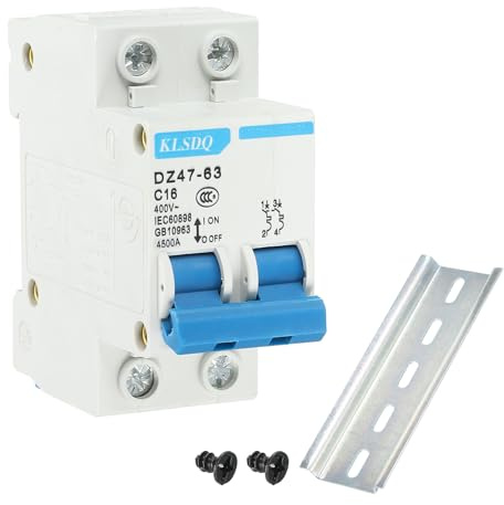 sourcing map Leitungsschutzschalter Niederspannung AC 16A 400V 2 polig DIN DZ47-63 C16