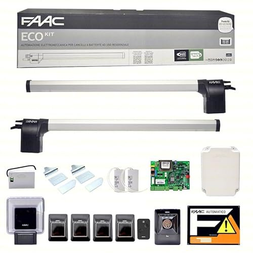 Dieffematic FAAC ECO KIT 105632445 Automazione Cancello Battente 230V con Fotocellule Extra per Ante 1,8m