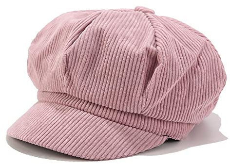 tcax Schiebermütze Herren Damen Vintage Bombermützen Winter Solide Cord Freizeitmütze Barett Literarische Retro Mütze Maler Zeitungsjunge Faltbare Baskenmützen Gorra,Rosa,Einheitsgröße