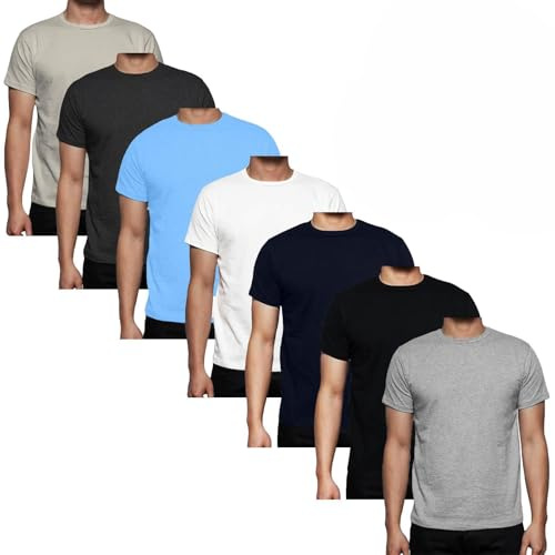 Gaffer Mens Tshirts Short Sleeve Plain T-Shirt Round Neck Top Tees Cotton Workwear Undershirts Gym Running Workout Classic Basic Tshirt Assorted M