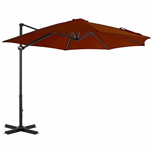 GuyAna Ampelschirm mit Aluminium-Mast Windsicherung Ampelschirm Sonnenschirme FüR Terrasse Garten Sonnenschirm Terrakotta-Rot 300 cm