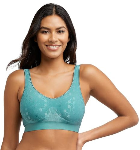 Bali Women's Comfort Revolution Wireless Bra, Full-Coverage Wirefree Bra (Retired Colors), Cypress Green Dot, S