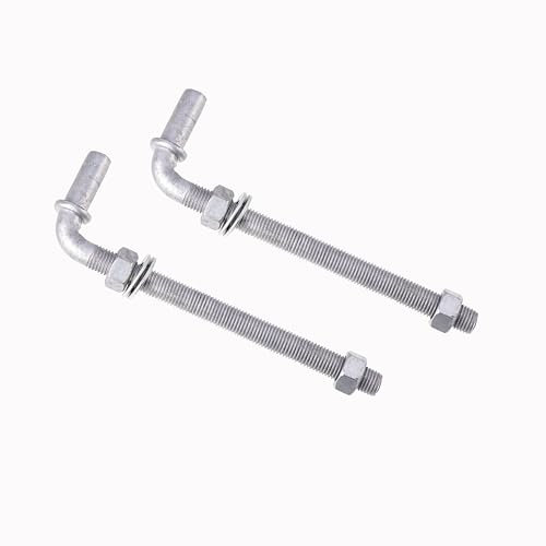 Dailydanny J-Bolt Post Hinge with 5/8 Hinge Pin Galvanized Post Gate Hinge for Chain Link Fence, Washers & Nuts Included (8 (2 Pcs))