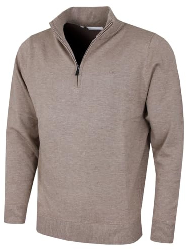 Calvin Klein herr 2024 Campus 1/2 dragkedja mjuk känsla tröja, Havre Marl, L