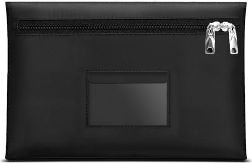 Smunijon Abschließbare Banktasche, groß, 31,6 x 21,6 cm, Geldtasche mit Reißverschluss, abschließbare Bankpfandtaschen mit Doppelreißverschluss, Geldtasche für Bargeld (1, schwarz, mittel)